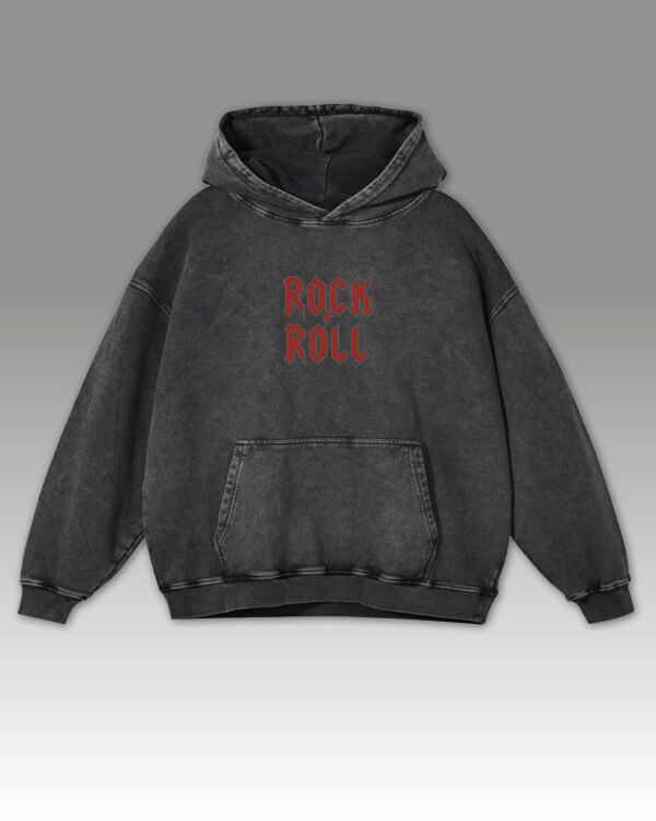 Bluza oversize z kapturem <br>Rock & Roll <br>Haft, Efekt sprania